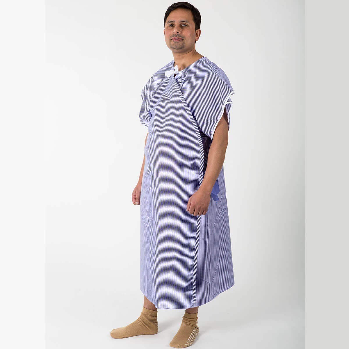 Hospital dignity gown - front view, tied at front