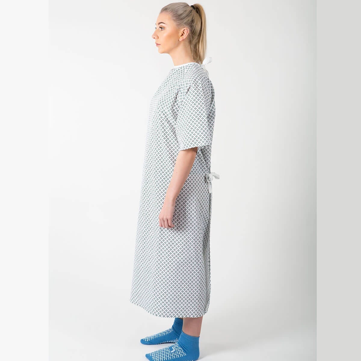 Hospital lapover gown - side view