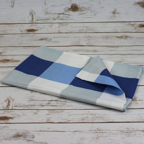 Blue & white checked pillowcase