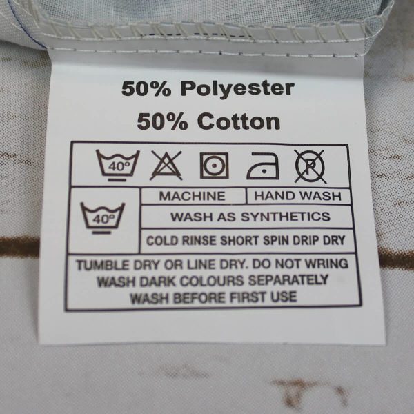 Checked pillowcase washing label