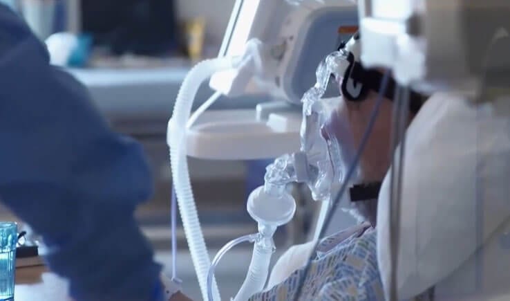 UK Patient in hospital on a ventilator machine 