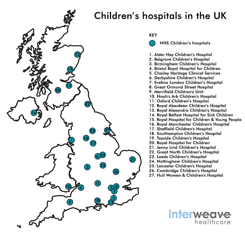 Map: UK children's hospitals 2021