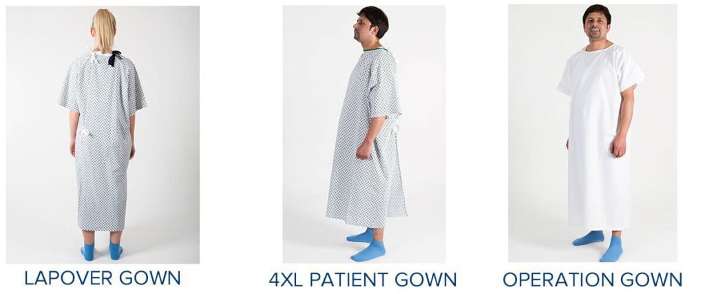 Three most popular styles of patient gowns