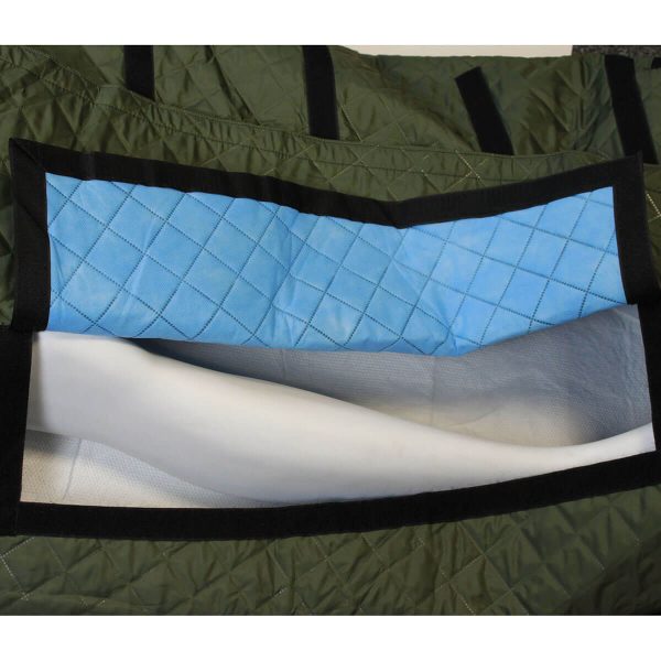 Hypothermia bag velcro flaps for limb inspection